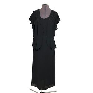 Studio 1 Black 2 Pieces Embroidered Embellished Jacket & Lined Maxi Dress 14